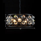 Lámpara de araña vintage de metal y cristal - Lámpara de techo negra de 3 luces para sala de estar